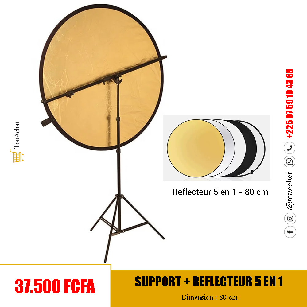 Support avec Reflecteur 5 en 1 de 80cm