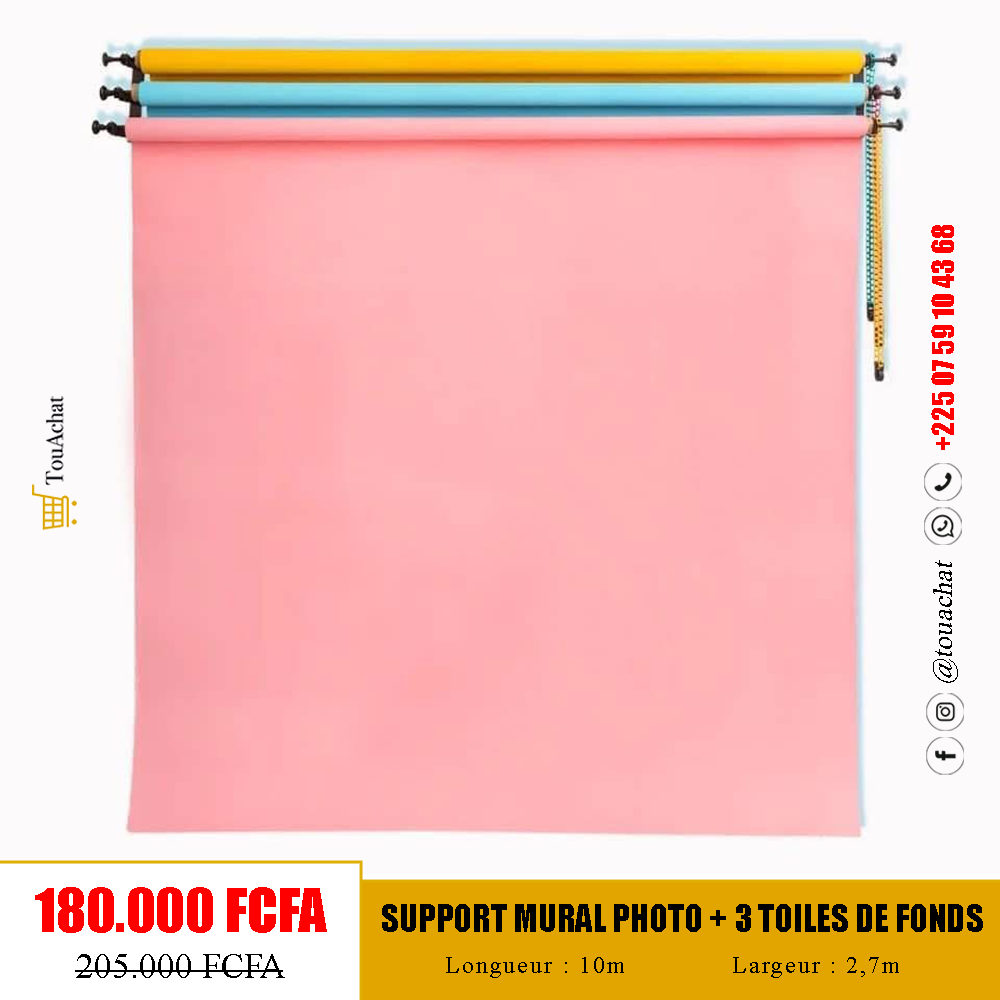 Support Mural avec 3 Toiles de Fonds Papier Peint de 2,7x11M