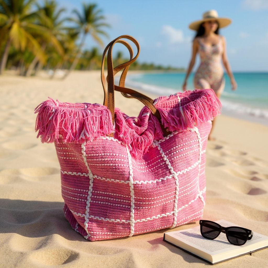 Sac Cabas Tissé - Rose clair