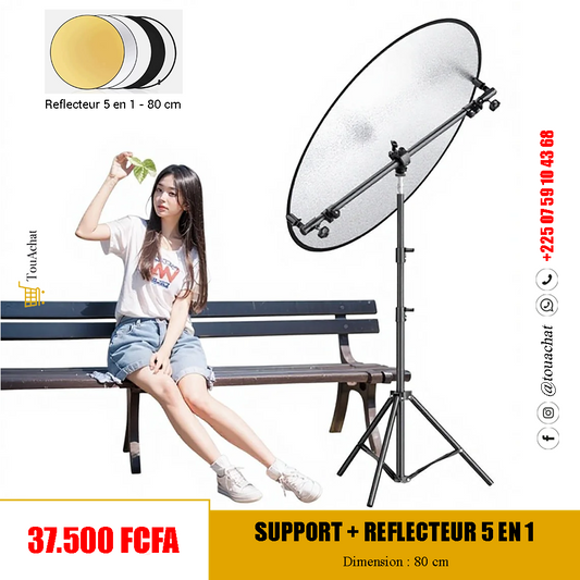 Support avec Reflecteur 5 en 1 de 80cm