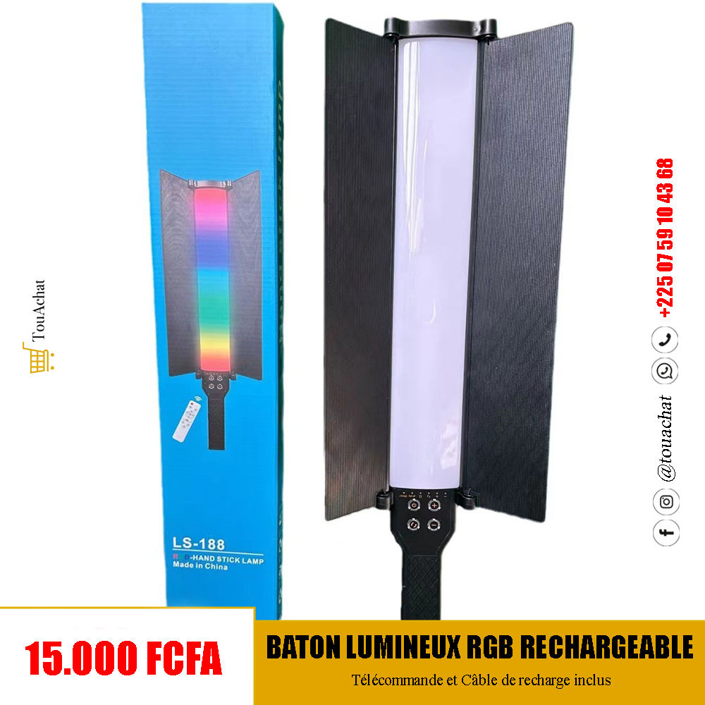 Bâton Lumineux RGB Rechargeable avec Volets de 25W