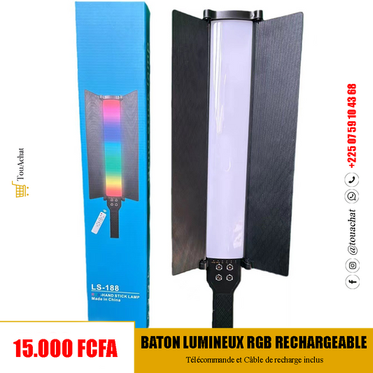 Bâton Lumineux RGB Rechargeable avec Volets de 25W