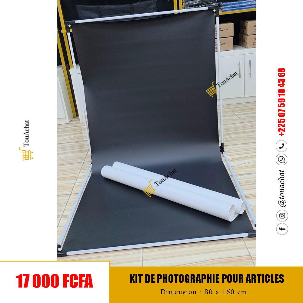 Support de Fonds + 2 Toiles PVC pour photographie d’articles