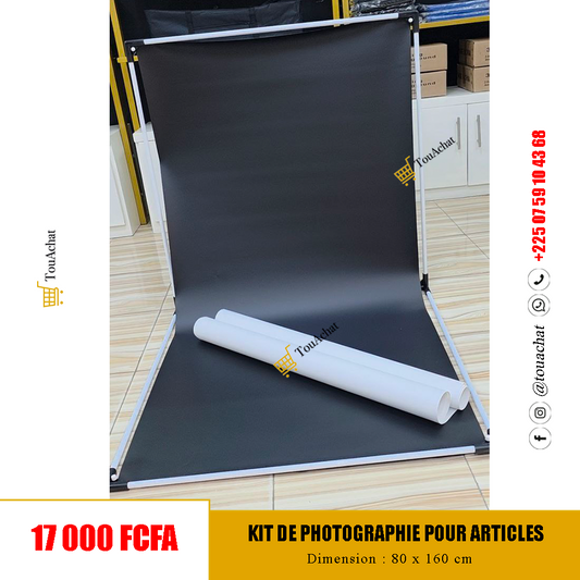 Support de Fonds + 2 Toiles PVC pour photographie d’articles