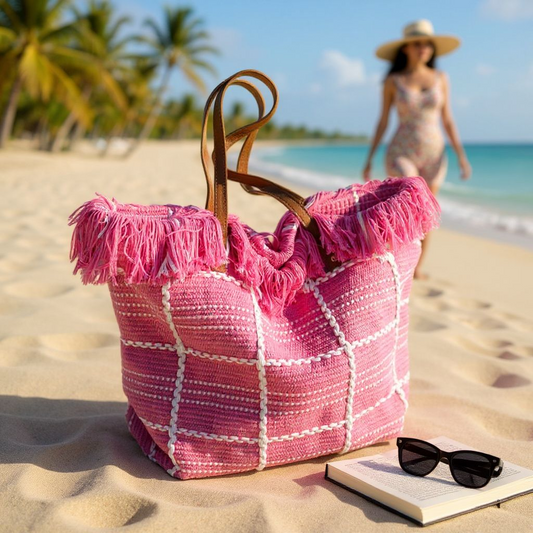 Sac Cabas Tissé - Rose clair