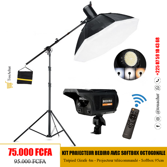 Kit Projecteur BEDIRO avec Softbox Octogonale
